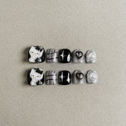 Chic Coucou Kitty press on nails with cute Hello Kitty design, featuring Glitter nails and Professional nail art, ideal for Party nails
