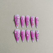 Gorgeous Gentle Monster press on nails with a mesmerizing purple gradient and unique crystal embellishments, featuring Nail art designs and Rhinestone nails, perfect for Party nails