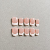 Elegant Simply press on nails with a classic French tip design in a soft pink shade, featuring French tip nails and Minimalist nails, perfect for Everyday nails